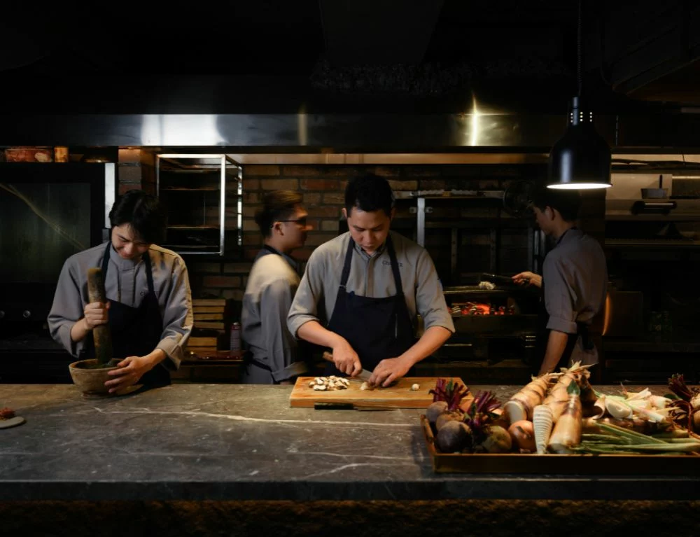 Chapter’s open kitchen showcasing culinary craftsmanship