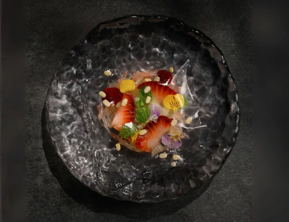 Our dessert is a combination of Moc Chau strawberries and Luc Ngan lychees from Bac Giang