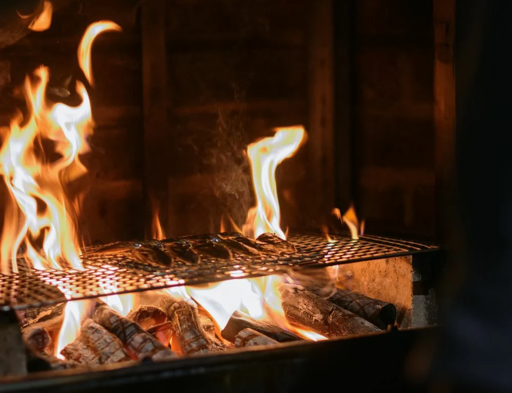 Charcoal grill at Chapter's open kitchen