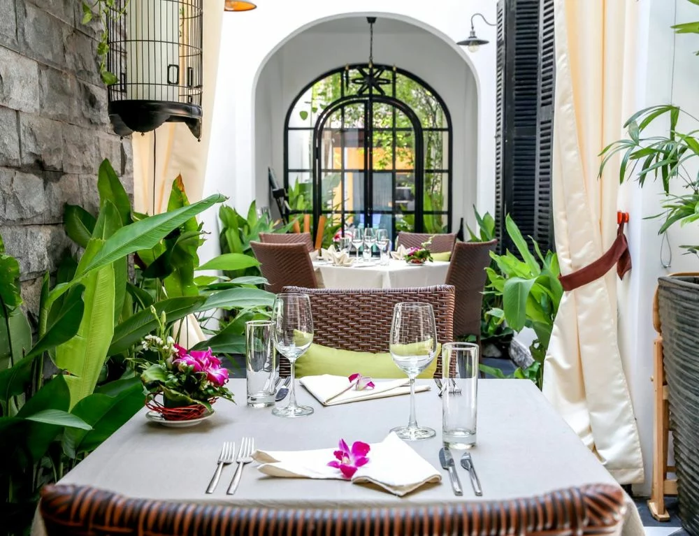 Green and bright space at La Badiane restaurant