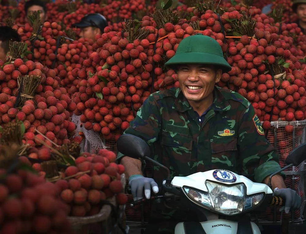 The smiles of locals during the biggest harvest of the year (photo: Tran Linh)