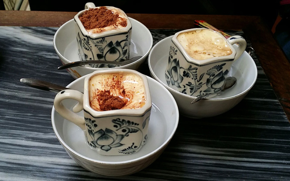 Hanoi egg coffee with creamy egg foam