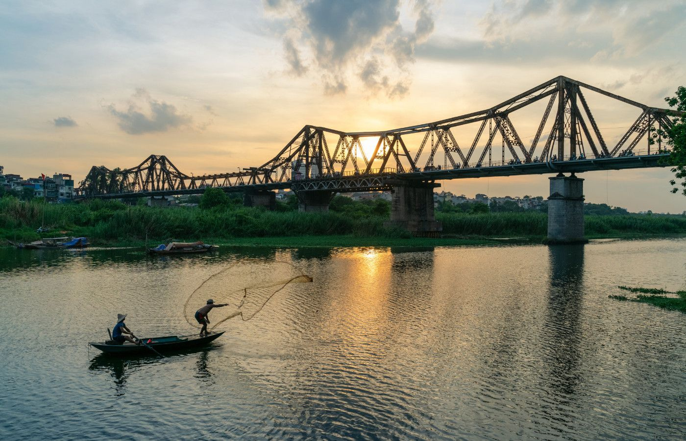 Sunset over Long Biên Bridge