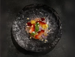 Our dessert is a combination of Moc Chau strawberries and Luc Ngan lychees from Bac Giang