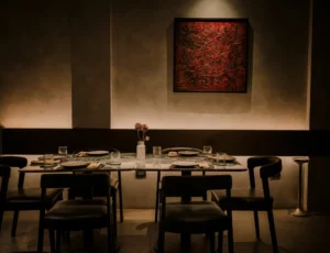 The elegant dining space of Chapter - One of the best fine dining restaurants in Hanoi