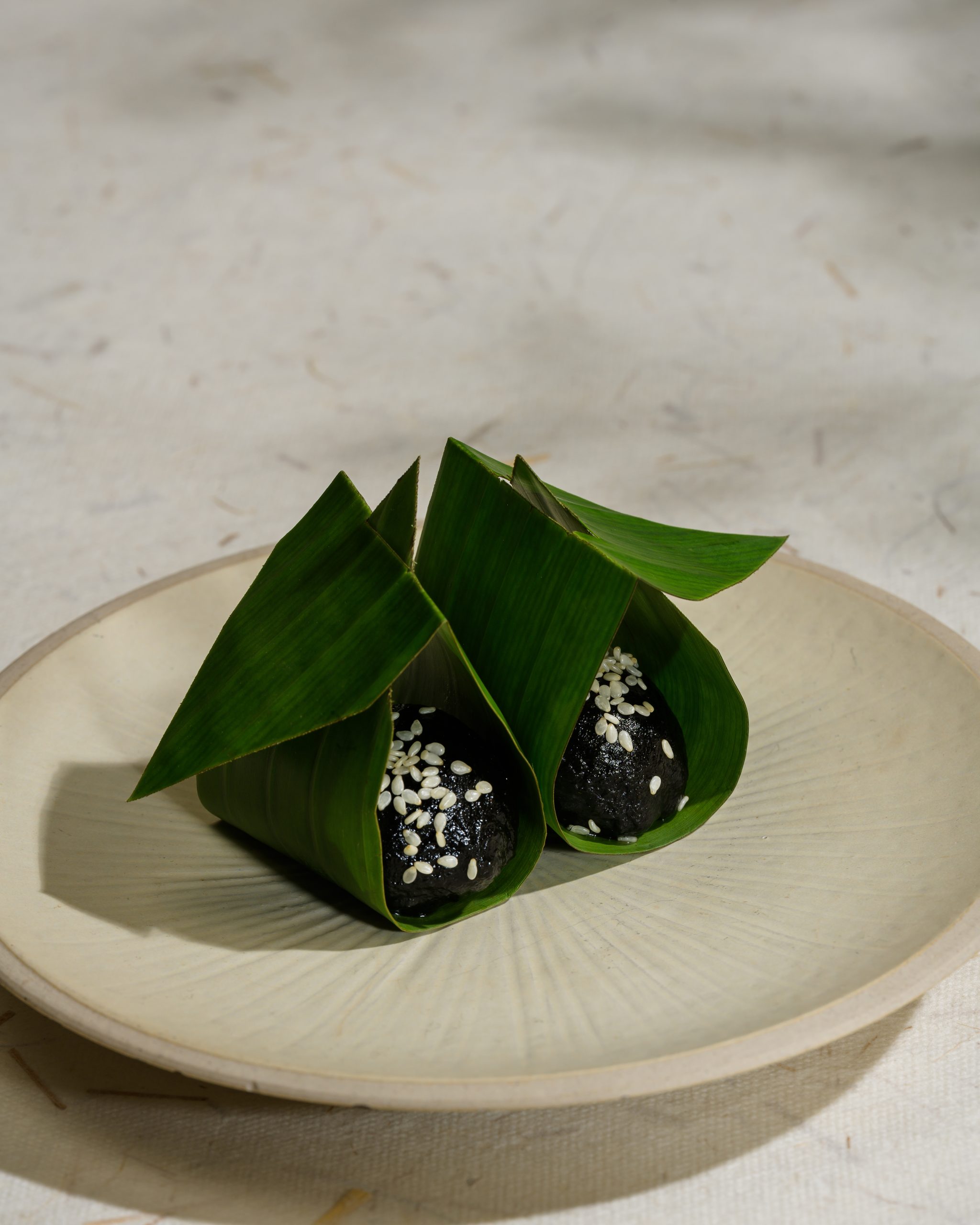 Steamed ramie cake with banana filling at Chapter Dining
