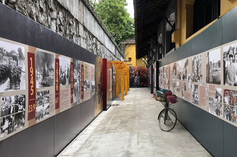 Preserved cells and historical displays inside Hoa Lo Prison in Hanoi