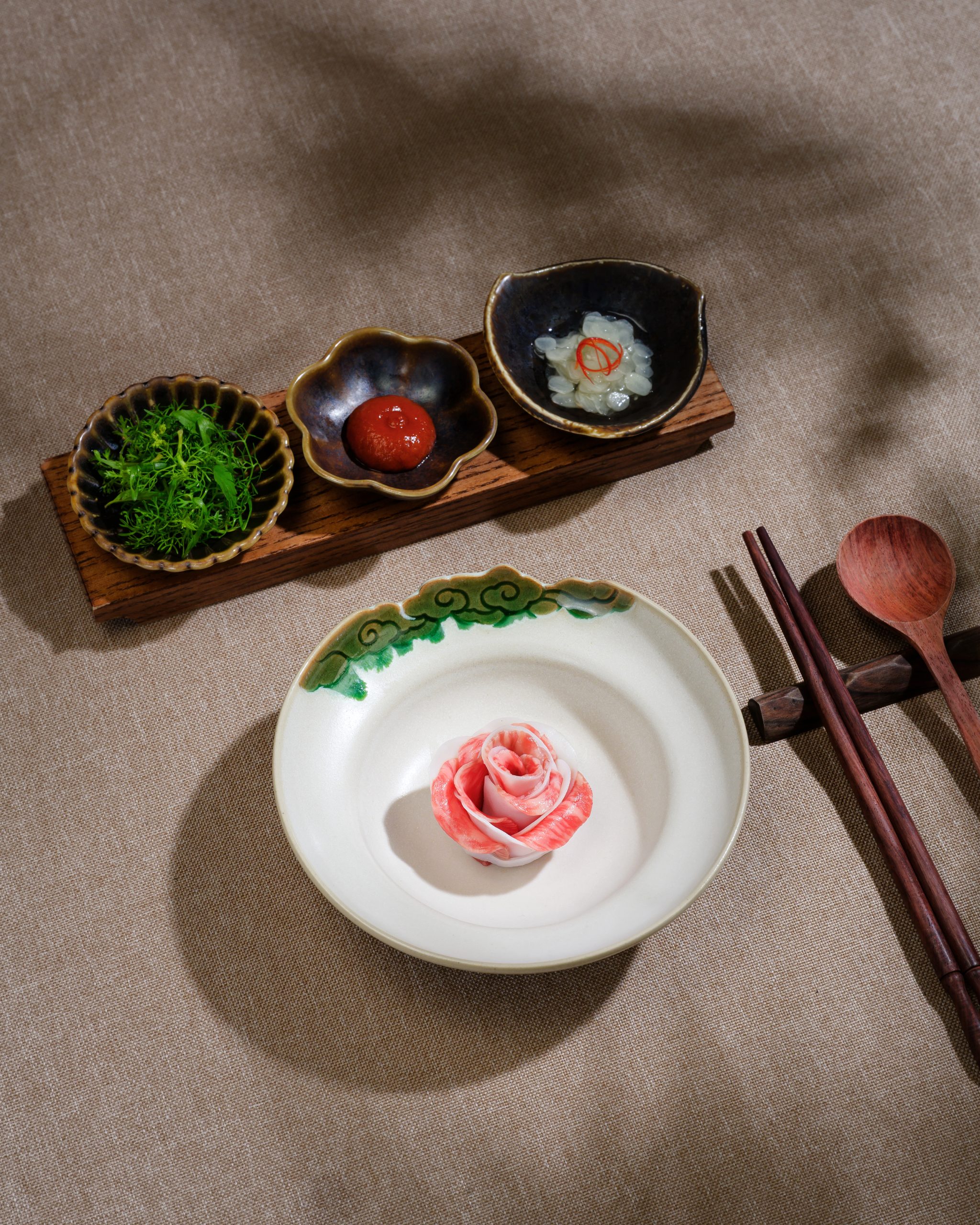 A5 Wagyu beef with fermented rice and onion at Chapter Dining