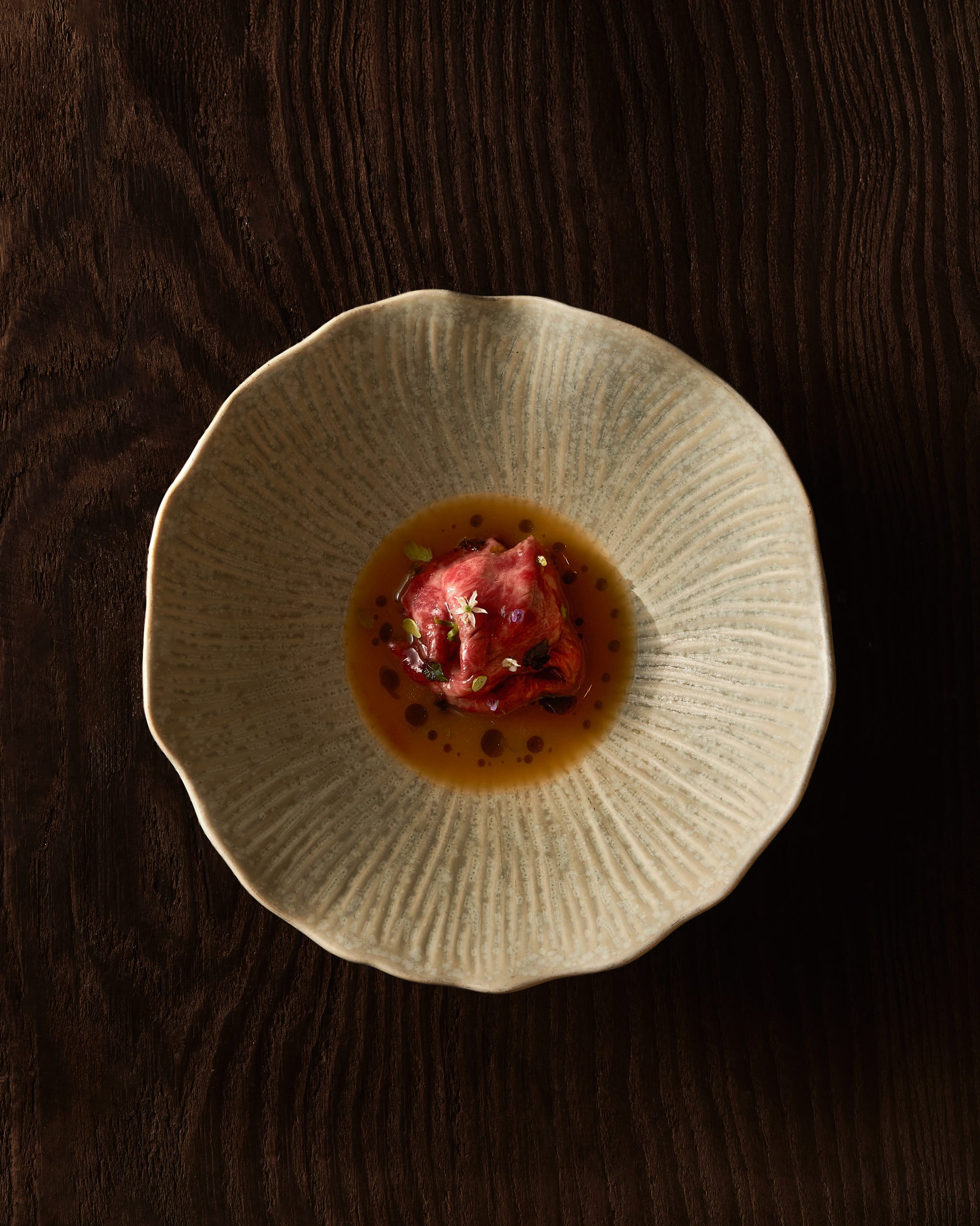 A5 Wagyu beef served with fermented rice sauce at Chapter Dining
