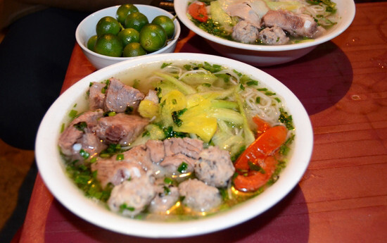 Exterior of Bun Suon Chua So 8 on Pham Ngoc Thach Street in Hanoi.